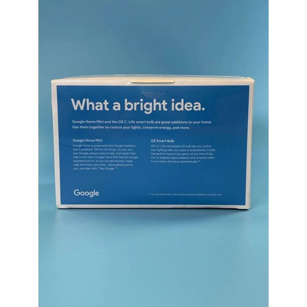 GOOGLE HOME MINI WITH SMART LIGHT BULB STARTER KIT NEW SEALED GREAT VALUE FAST